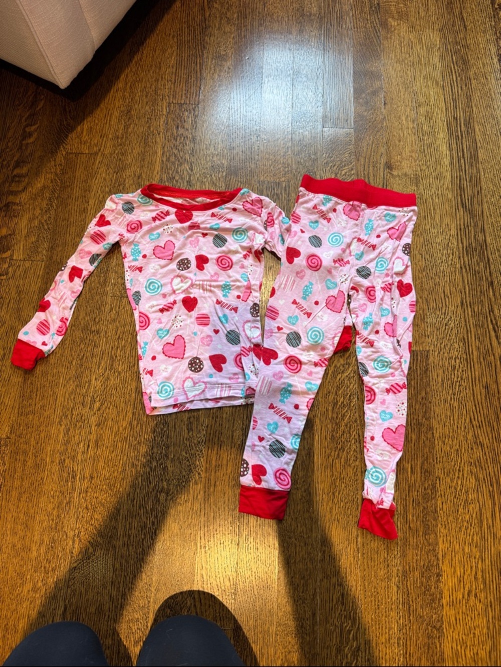 Little Sleepies Pink Candy & Heart Pajama Set with Red Trim